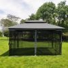 13x10 Outdoor Patio Gazebo Canopy Tent With Ventilated Double Roof And Mosquito net(Detachable Mesh Screen On All Sides); Suitable for Lawn;  Garden;