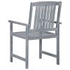 Patio Chairs with Cushions 2 pcs Gray Solid Acacia Wood