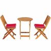 3 Pieces Patio Folding Bistro Set with Padded Cushion and Round Coffee Table