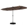 13FT Double-sided Patio Umbrella with Solar Lights for Garden Pool Backyard