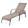 2 Pieces Outdoor Patio Lounge Chair Chaise Fabric with Adjustable Reclining Armrest