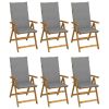 Folding Patio Chairs 6 pcs with Cushions Solid Acacia Wood