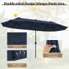 13 Feet Double-Sided Patio Twin Table Umbrella with Crank Handle