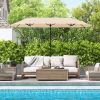 13 Feet Double-Sided Patio Twin Table Umbrella with Crank Handle