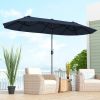 13 Feet Double-Sided Patio Twin Table Umbrella with Crank Handle