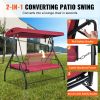 VEVOR 3-Seat Patio Swing Chair, Converting Canopy Swing, Outdoor Patio Porch with Adjustable Canopy, Removable Thick Cushion and Alloy Steel Frame, fo