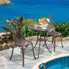 Patio Balcony Stylish Cast Aluminum Bistro Bar Table  Chair 3 Pcs Set