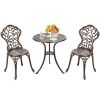 Patio Balcony Stylish Cast Aluminum Bistro Bar Table  Chair 3 Pcs Set